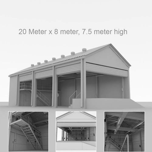 Factory loading bay with offices - Untextured