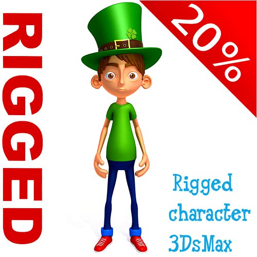 Leprechaun boy Cartoon Rigged