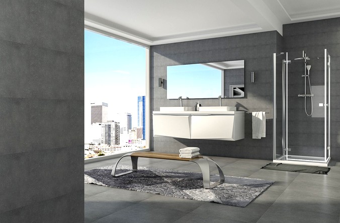 modern grey bathroom 3 illumination sets