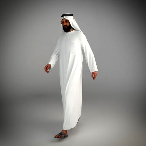 Traditional arab man from dubai posed walking