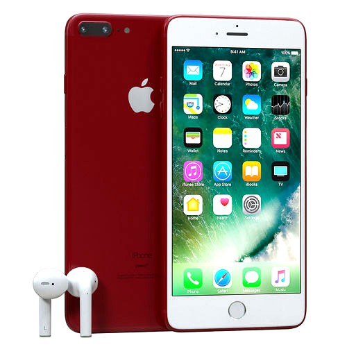 iPhone 7 Plus Red with AirPods