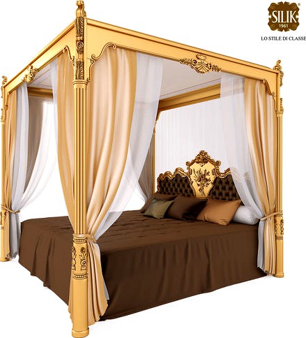 Silik Venre King Size Bed with Canopy