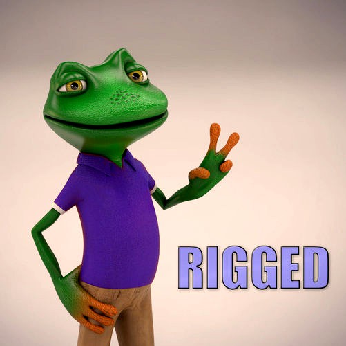 Frog cartoon character rigged