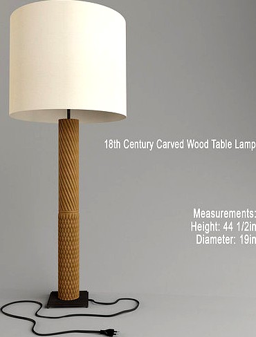 18th Century Carved Wood Table Lamp