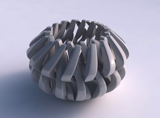 Bowl cylindrical with twisted sharp muscle structures squeezed 2