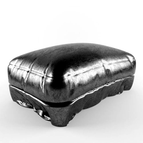 Ottoman Couch Lounge Leather Black Pouf