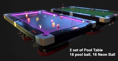 Neon Pool Table and Stylish Pool Table