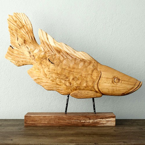 Teak Wood Fish Sculpture