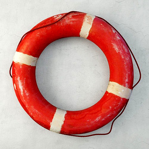 1950s Deep Orange and White Life Preserver