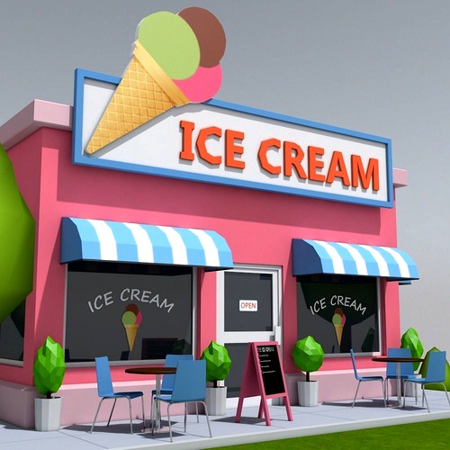 Low Poly Ice Cream Shop