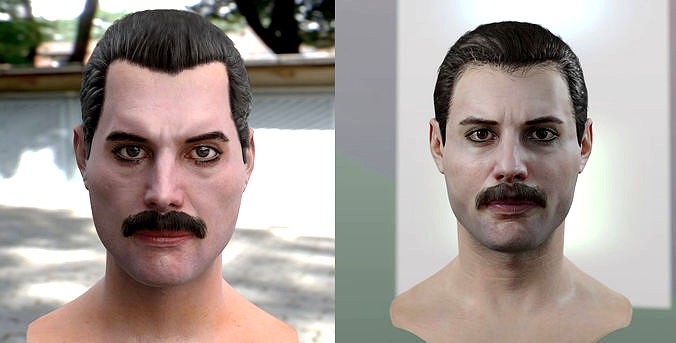 The 3d model of Freddie Mercury singer head