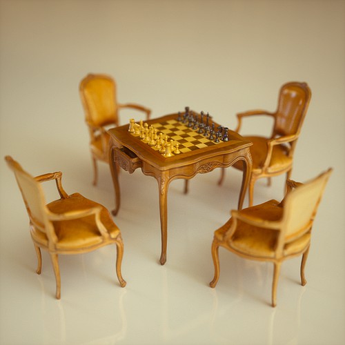 Chess Table Armchairs