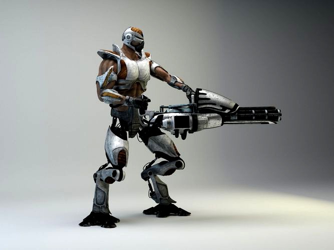 Retro-Futuristic Mechborg with Minigun