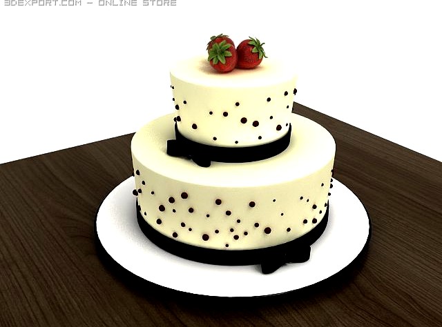 Cake with strawberries 3D Model