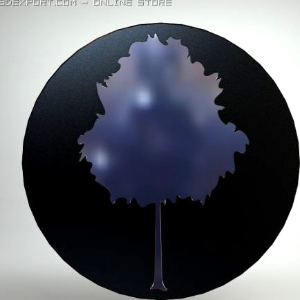 Round Wall Mirror with Frosted Tree Design 3D Model