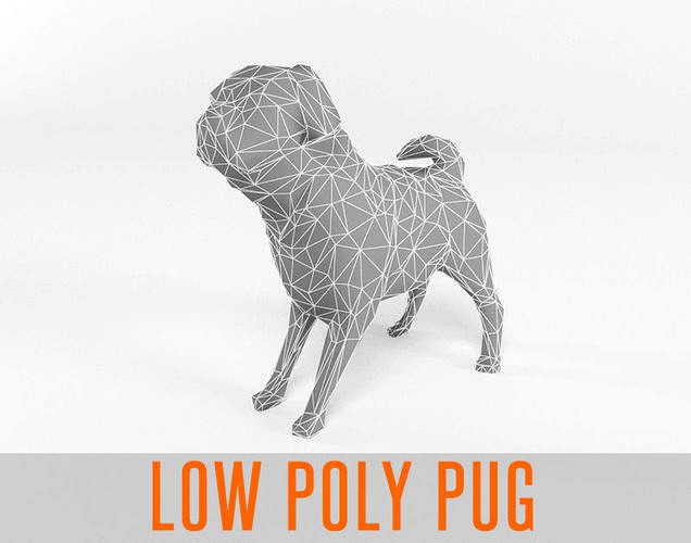 Pug Low Poly Mammal Dog Animal Lowpoly