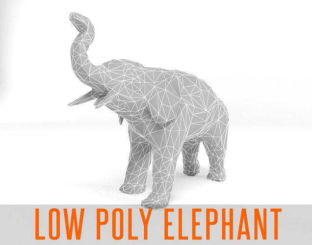 Elephant Low Poly Mammal African Wild Animal Lowpoly