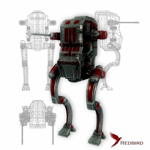 Sci-fi robot animated low poly