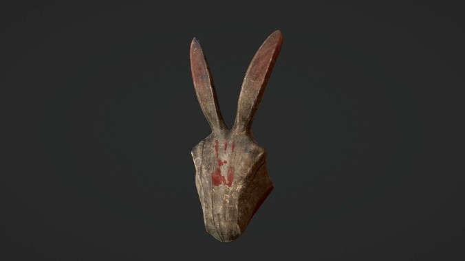 Carved Wooden Hare Mask