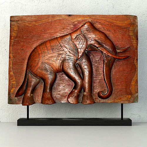 Antique Indian Elephant Relief Panel 2