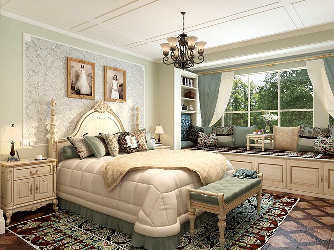 New classicism style with cloakroom large bedroom