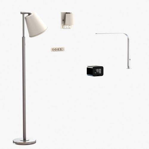 clock table   floor lamp and electric socket