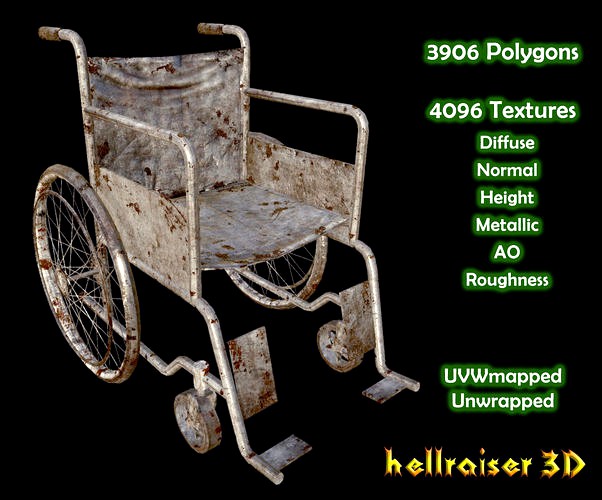 Wheelchair - PBR - Old Textured