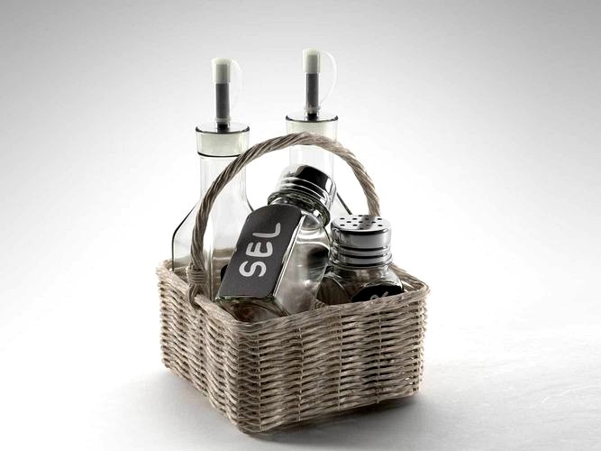 Rustic Wicker Table Condiment Basket