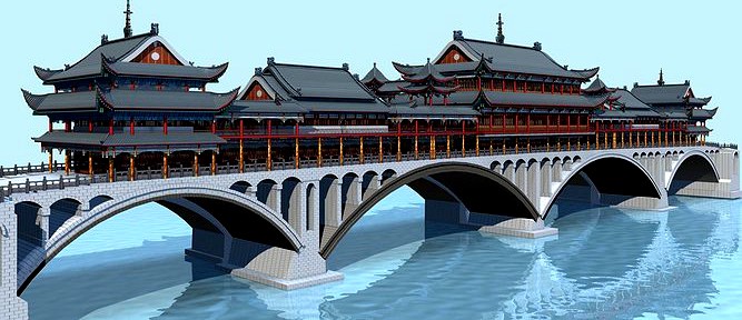 China ancient birdgr --YaAn Wind and Rain porch Bridge DAY scene