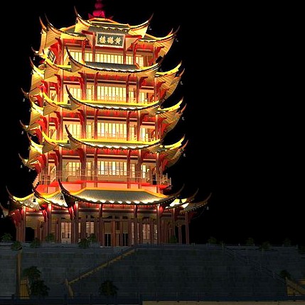 The Huanghelou Tower night sence