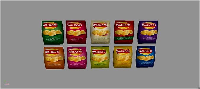 Walkers crisp crisps potato chips 10 flavours pack low poly