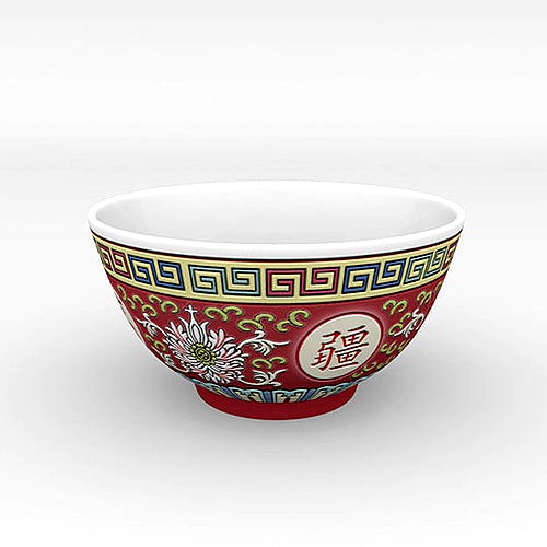 Chinese Porcelain Wan Shou Rice Soup Bowl