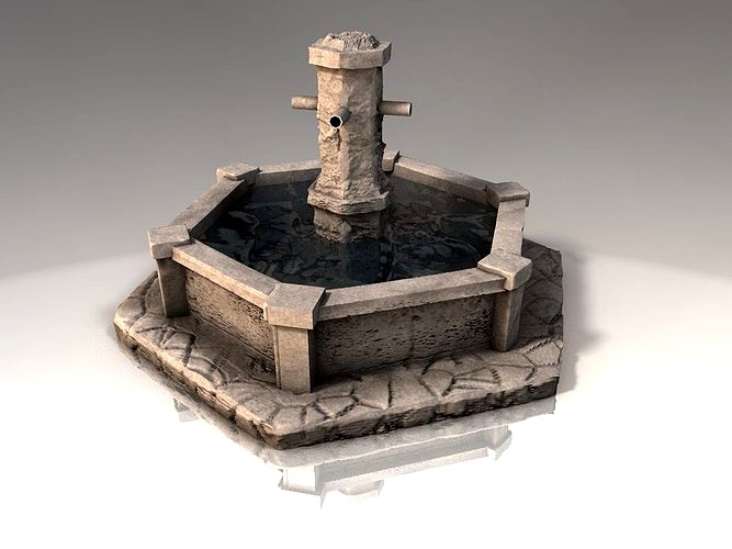 Stone Fountain with water