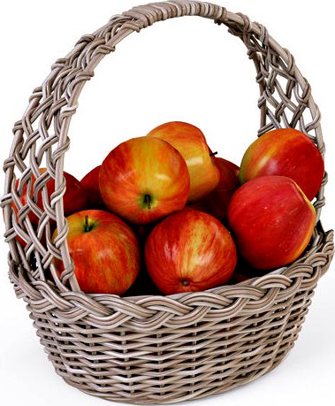 Wicker Basket 09 Gray Color with Apples