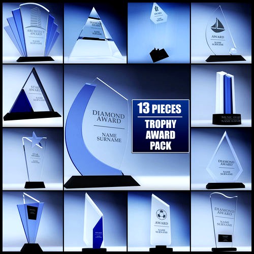 Trophy award cup low poly pack