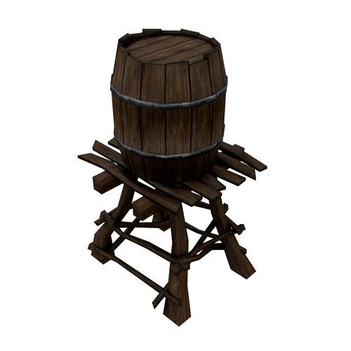 Wooden water tower low-poly 3d model