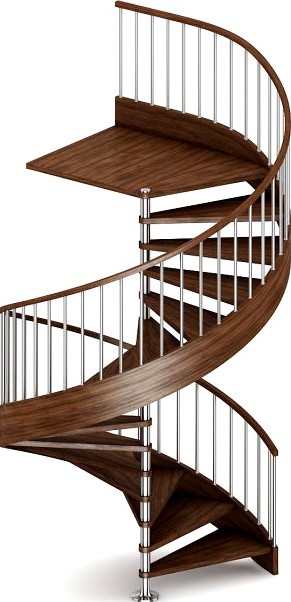 Wooden Spiral Stairs 1 3D Model