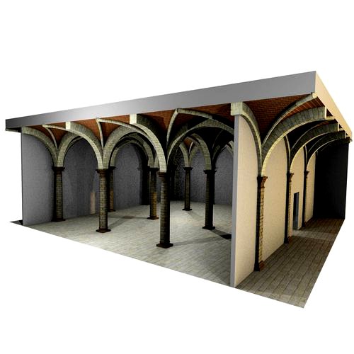 Vaulting 3-4   Romanic 750cm spaced  thin arches and thick curbs