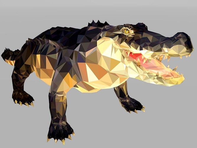 Crocodile Low Polygon Art Reptile Animal