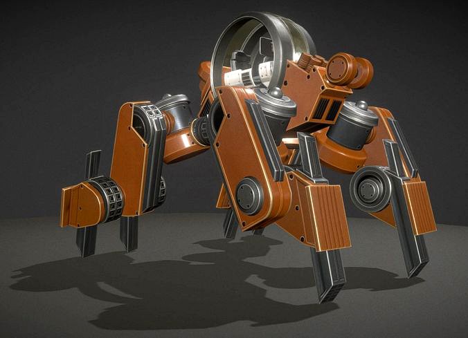 Terrain Walker Orange Version Rigged and Animated