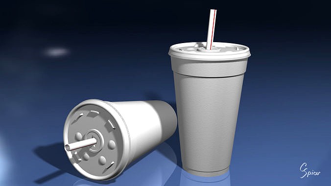 Styrofoam Cup with Plastic Lid and Straw