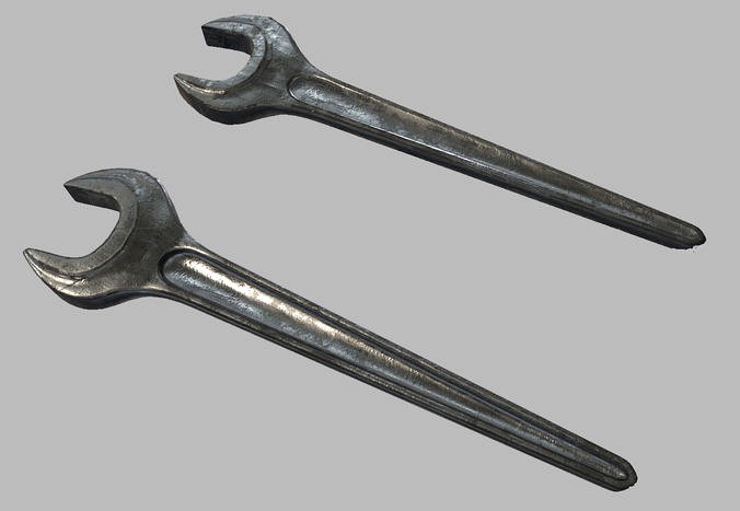 Single Open End Spanner Wrench PBR Game Ready
