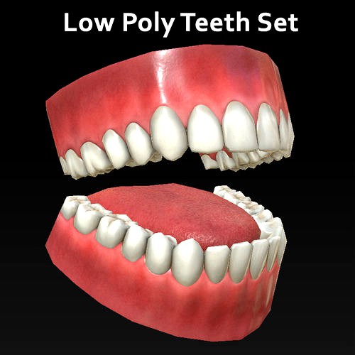 Low Poly Teeth Set with PBR textures