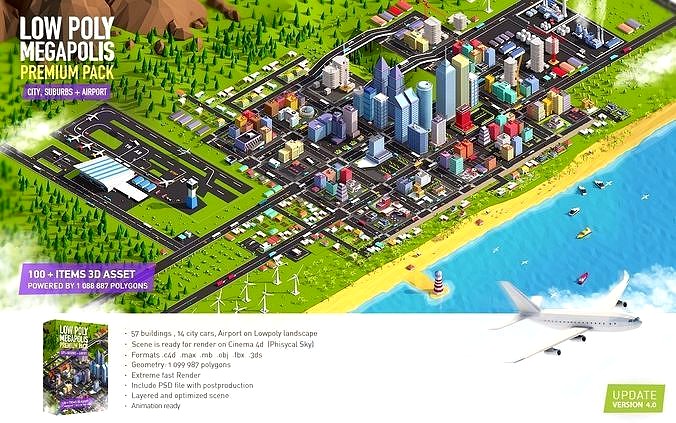 Low Poly Megapolis City Premium Pack