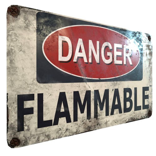 Sign Danger Flammable Game Ready PBR Textures 3D model