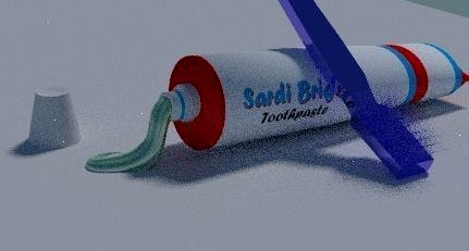 Toothpaste with blue toothbrush