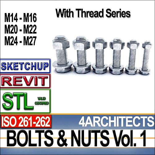 Bolts Nuts Vol 1 ISO 261 262 STL Printable Vol 1 ISO 261 262 | 3D