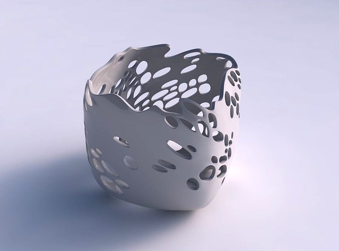 Vase quadratic stumpy with twisted bubbles holes | 3D