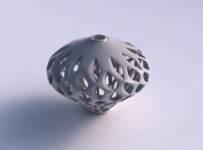 Vase ftwisted flared squeezed bottom with smooth cuts and extruded top twisted and squeezed | 3D