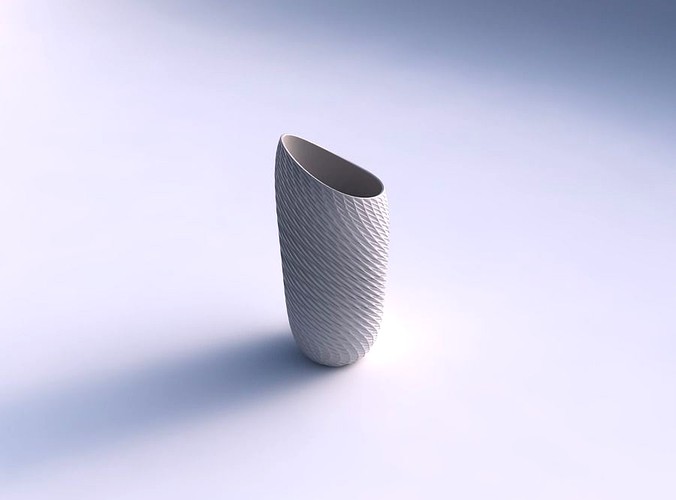 Vase skewed and twisted with twisted diagonal grid dents | 3D